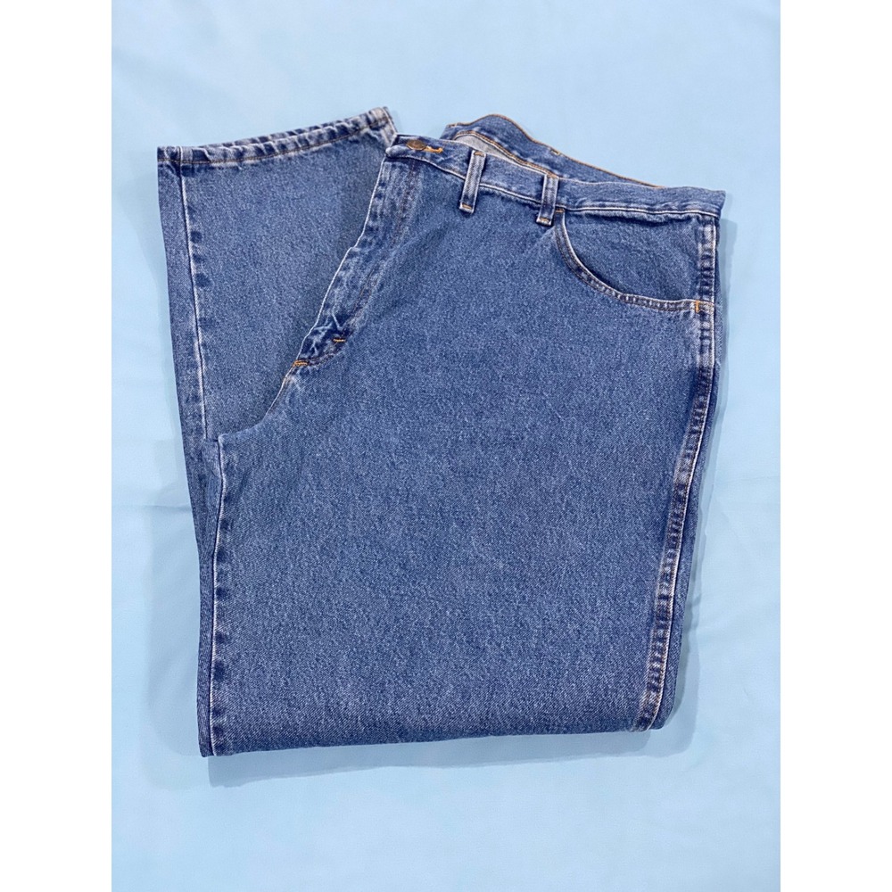 Rustler Mens Regular Fit Straight Leg Blue Denim Jeans 44x32 Medium Wash Cotton